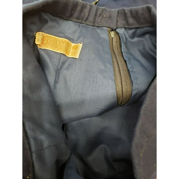 Vintage Pendleton Wool High-Waisted Navy Trousers, Back zip, 29" W, Size 16 - Picture 8 of 9